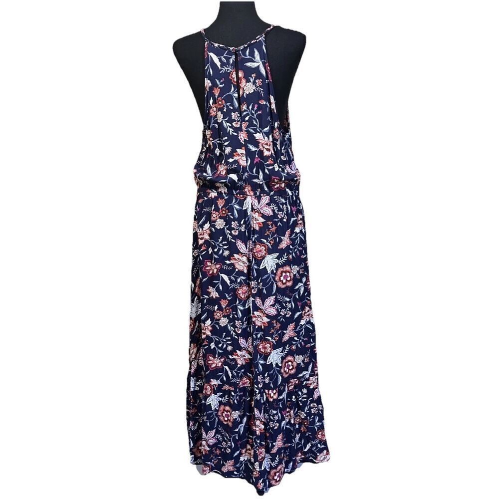 Old Navy Floral Halter Maxi Dress Womens Large Blue Vacation Resort Beach - Picture 2 of 15